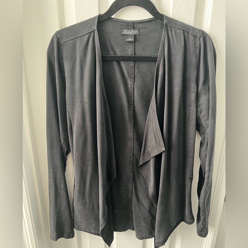 Lucky Brand Open Front Cardigan/Jacket, Black, Size S
